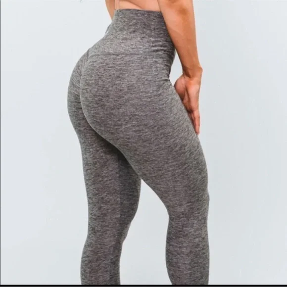 Peachee Collection heather grey leggings Small butt scrunch - Picture 1 of 8